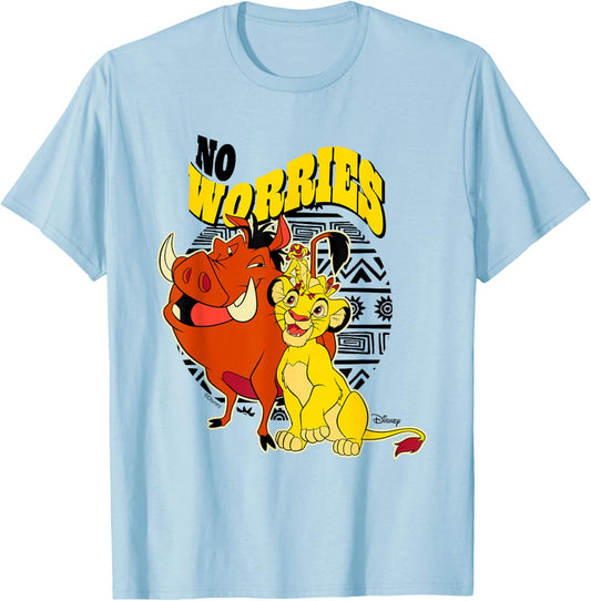 Disney The Lion King Simba Timon Pumbaa Worries Cute T-Shirt - T-Shirt | Light Blue