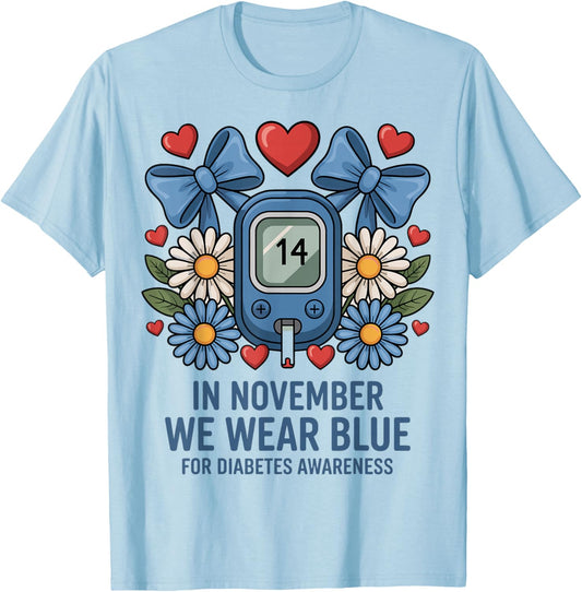 in November We Wear Blue Diabetes Awareness Women T-Shirt - T-Shirt | Light Blue
