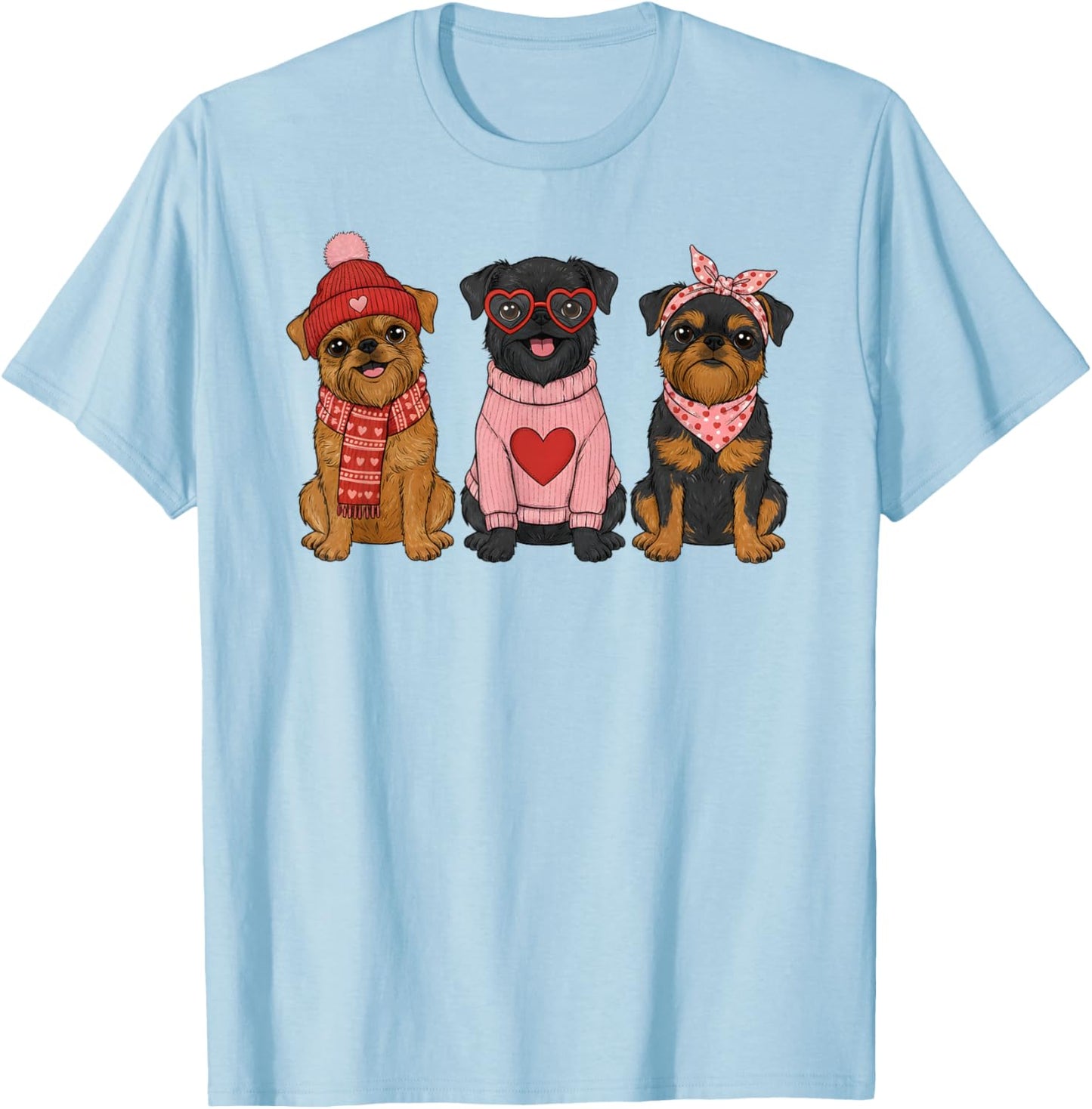 Cute Brussels Griffon Valentine Dog T-Shirt - T-Shirt | Light Blue