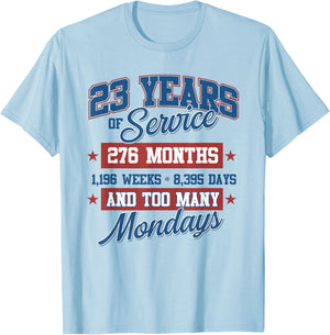 23 Year Retirement Present for 23 Years of Service T-Shirt - T-Shirt | Light Blue