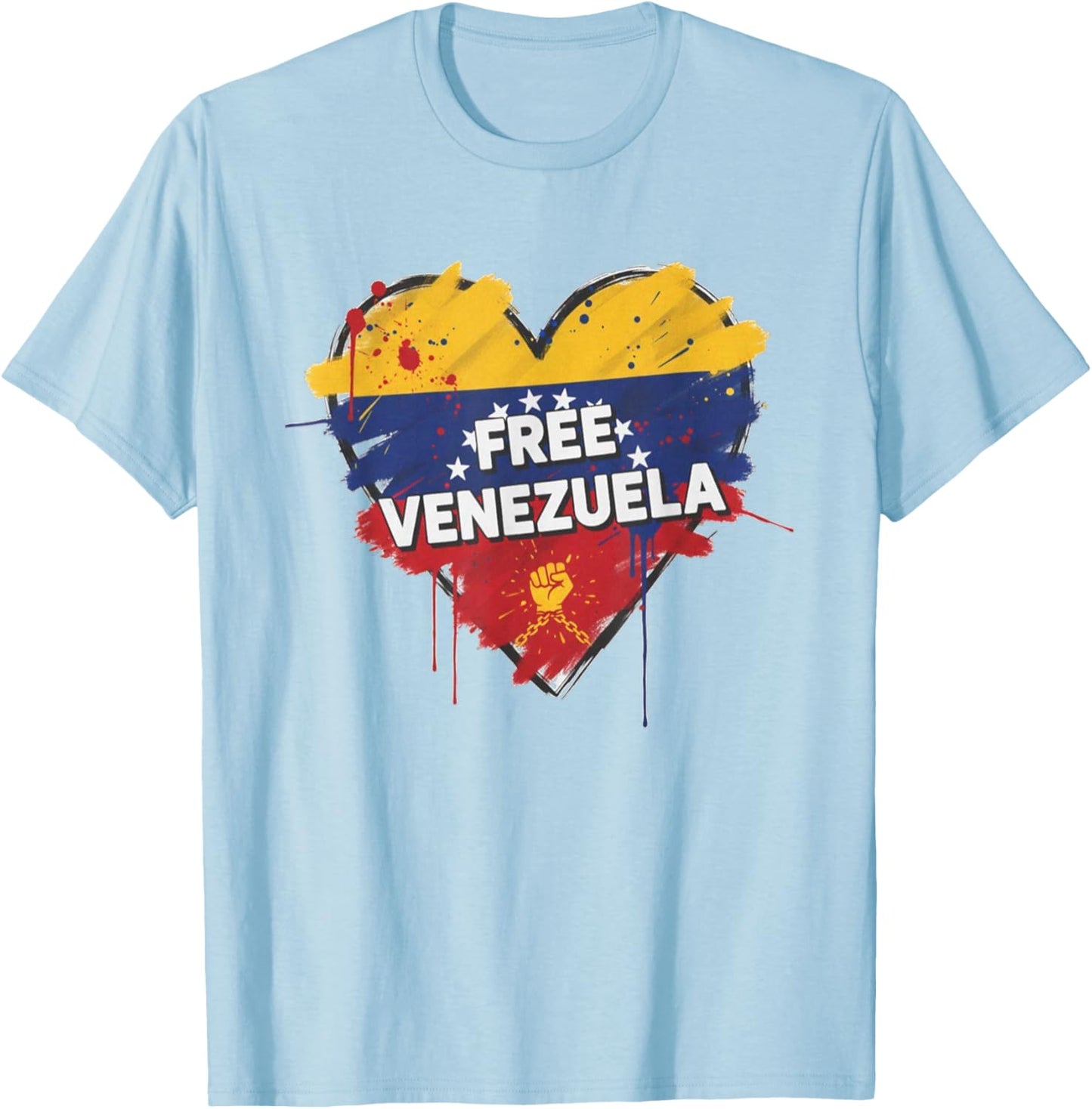 Free Venezuela Flag Patriotic Funny Venezuela Libre Freedom T-Shirt - T-Shirt | Light Blue
