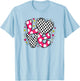 Valentine Cute Love Letter Message Heart Checkered and Dots T-Shirt - T-Shirt | Light Blue