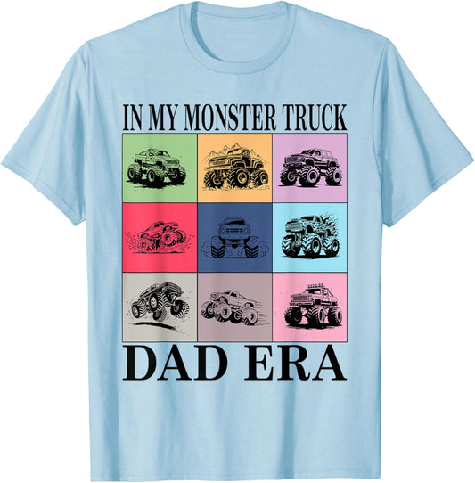 Retro Monster Truck Dad Shirt in My Monster Truck Dad Era T-Shirt - T-Shirt | Light Blue