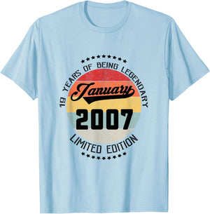 19th Birthday Gift Being Legendary January 2007 19 Yrs Old T-Shirt - T-Shirt | Light Blue