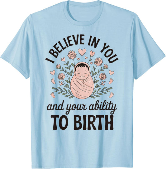 Cute Midwife Doula Labor and Delivery Nurse Birth Worker T-Shirt - T-Shirt | Light Blue