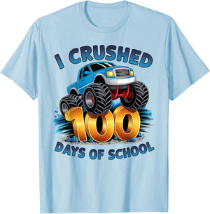 I Crushed 100 Days of School Boys Kids 100th Day of School T-Shirt - T-Shirt | Light Blue