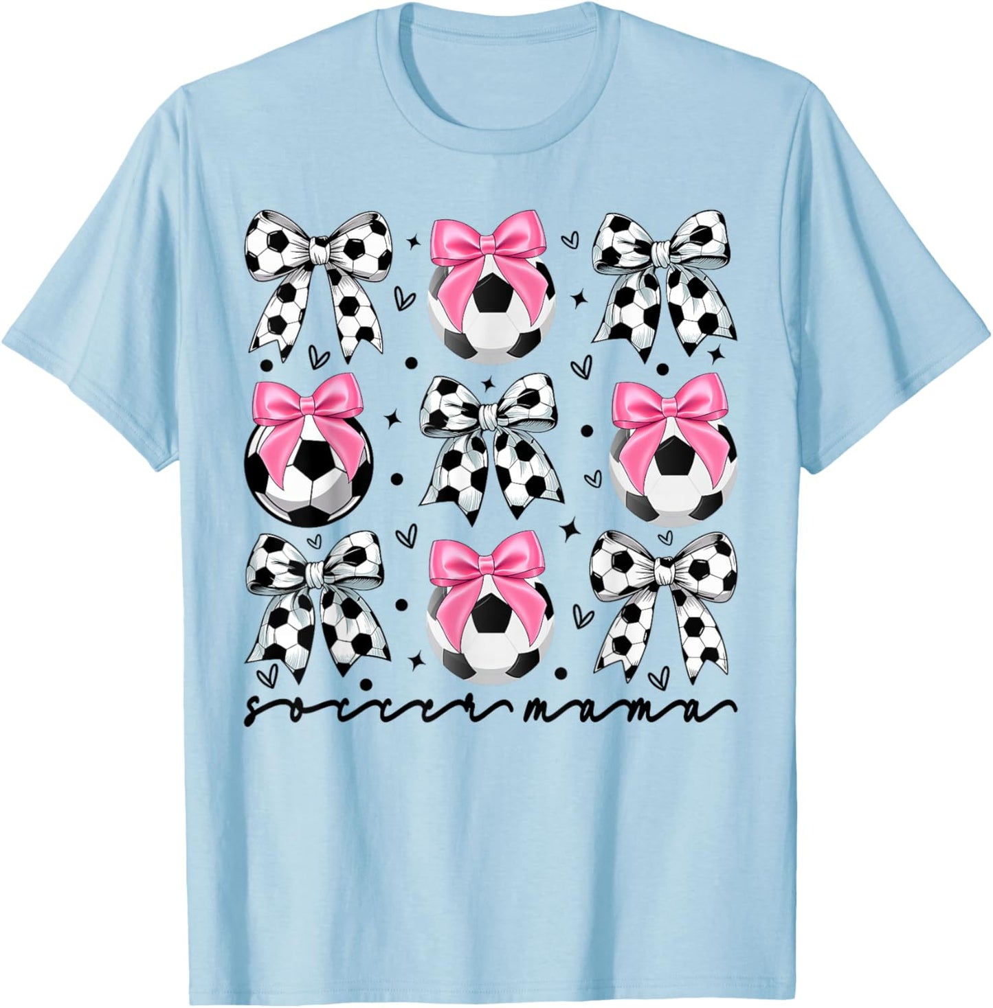 Coquette Soccer Bow Cute mom Soccer Mama T-Shirt - T-Shirt | Light Blue