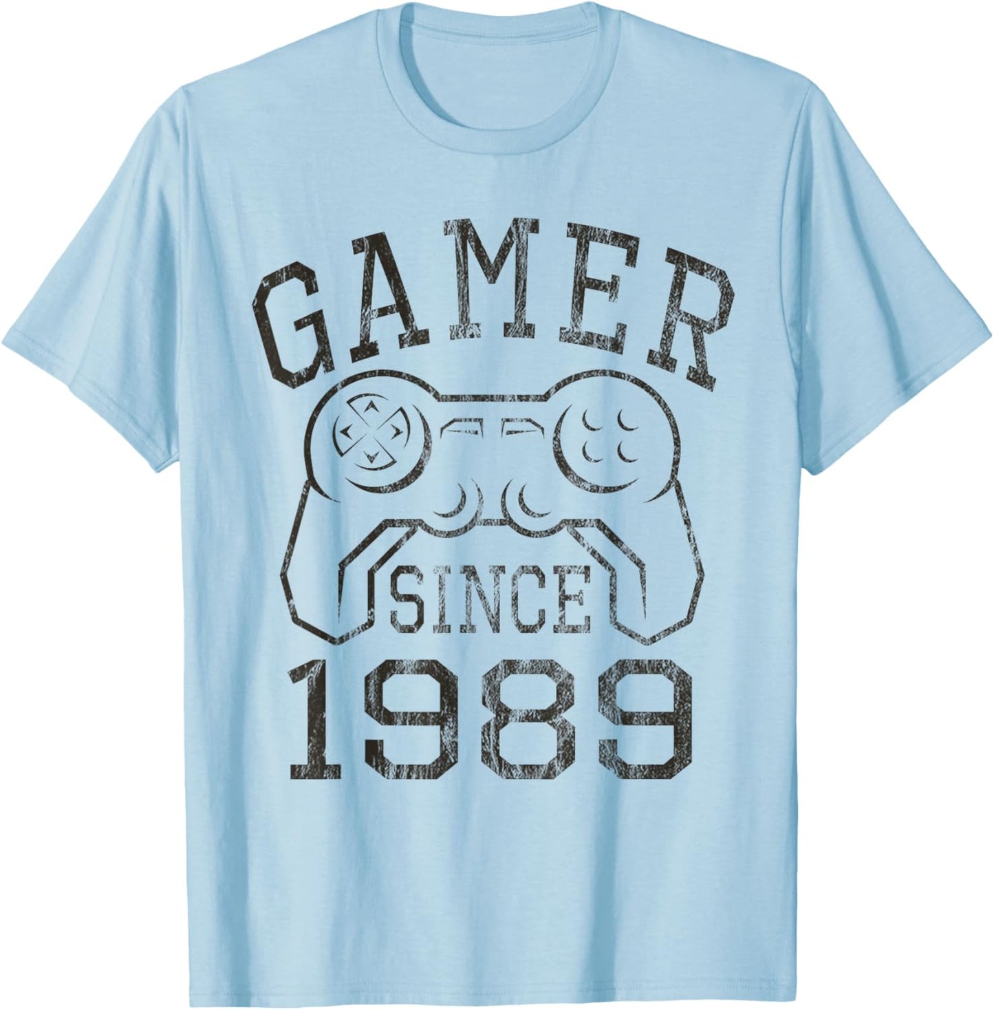 Born in 1989, Gamer Since 1989 Vintage Gamer Gifts Birthday T-Shirt - T-Shirt | Light Blue