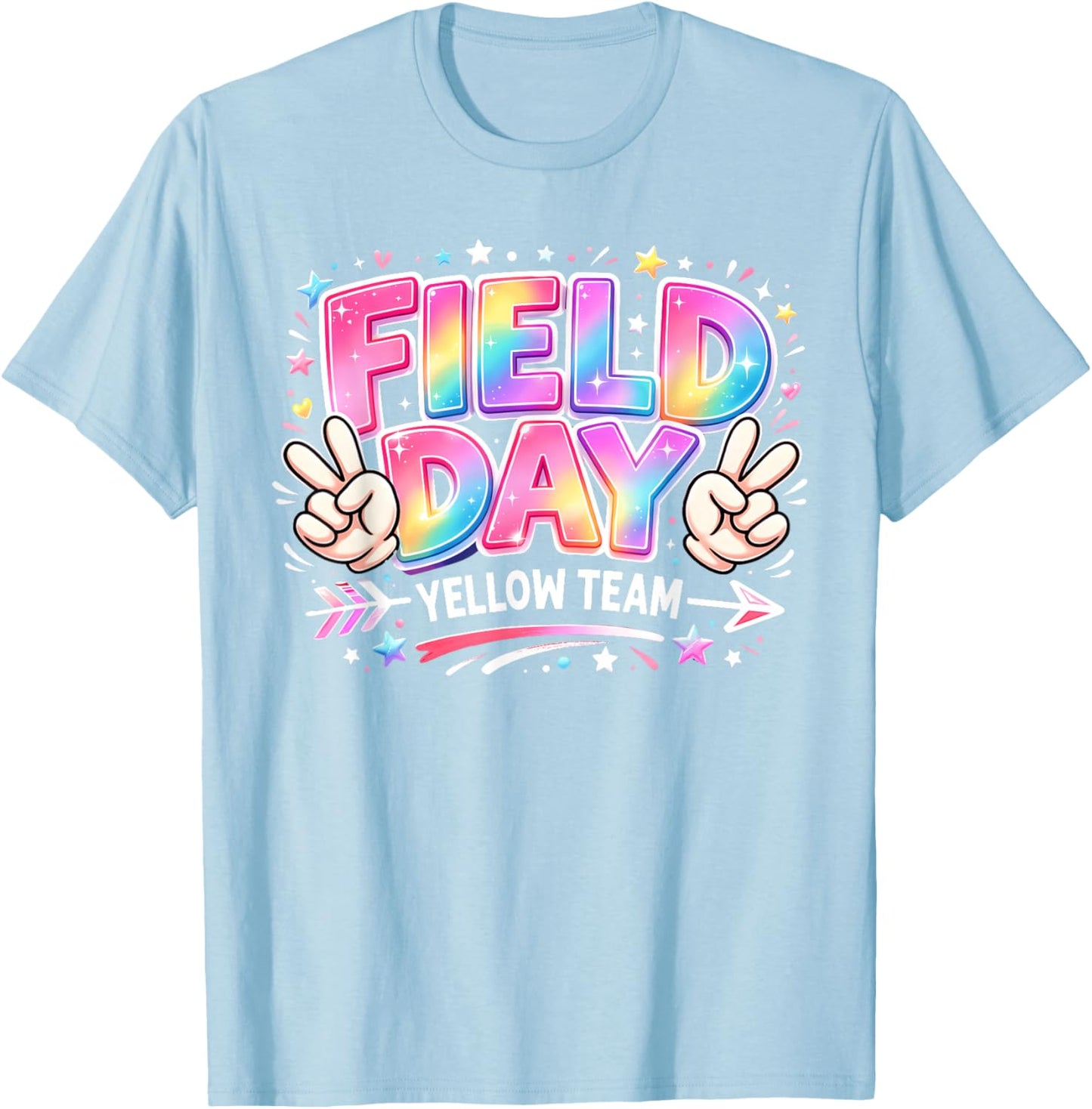 Field Day Yellow Team Peace Hand Pastel Men Women Kid T-Shirt - T-Shirt | Light Blue