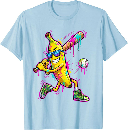 Funny Banana Men Women Kids Youth Drip Ice Cream T-Shirt - T-Shirt | Light Blue