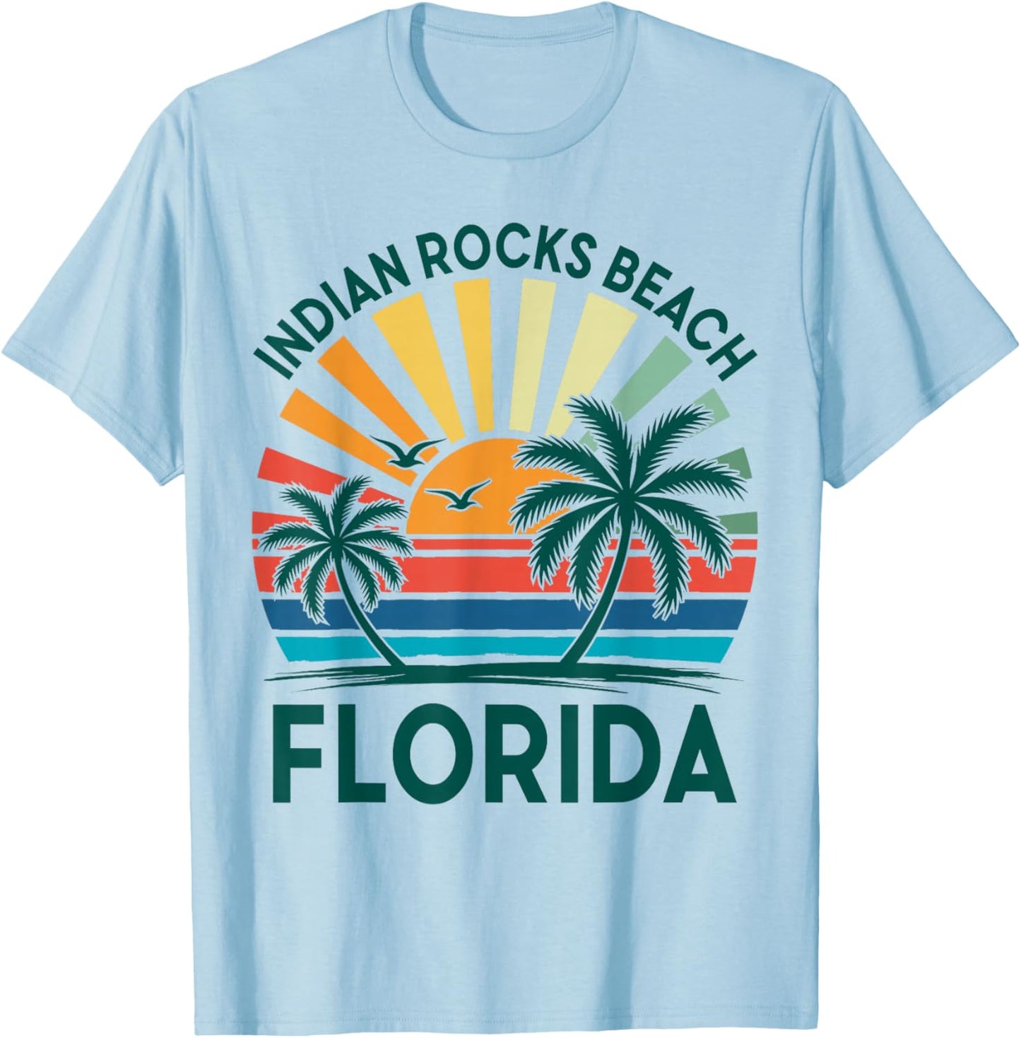 Indian Rocks Beach Florida Vacation Retro Sunset Vintage T-Shirt - T-Shirt | Light Blue