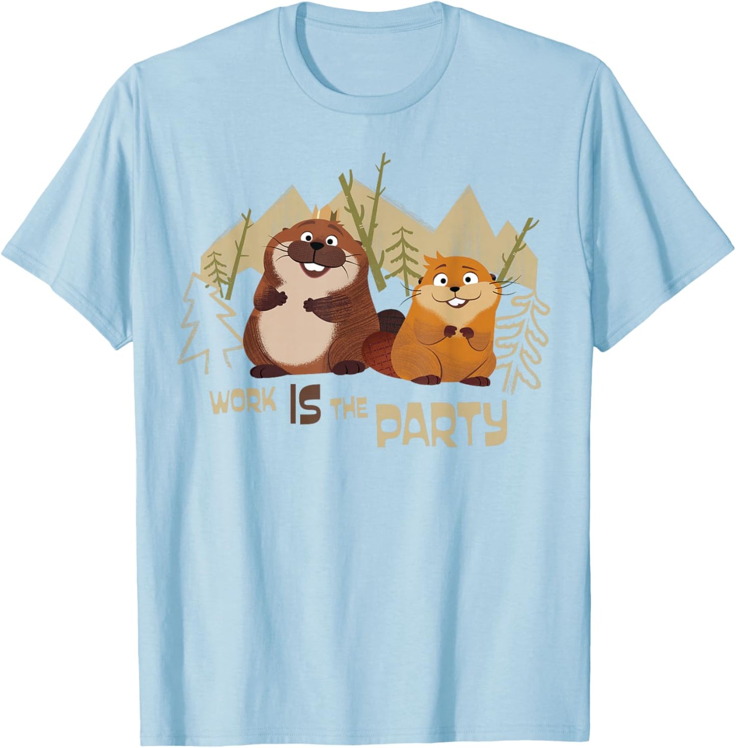 Disney Pixar Hoppers Work is The Party Retro Outdoors T-Shirt - T-Shirt | Light Blue