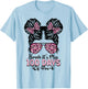 Bruh It's My 100 Days of Pre-k Messy Bun Student Teacher T-Shirt - T-Shirt | Light Blue