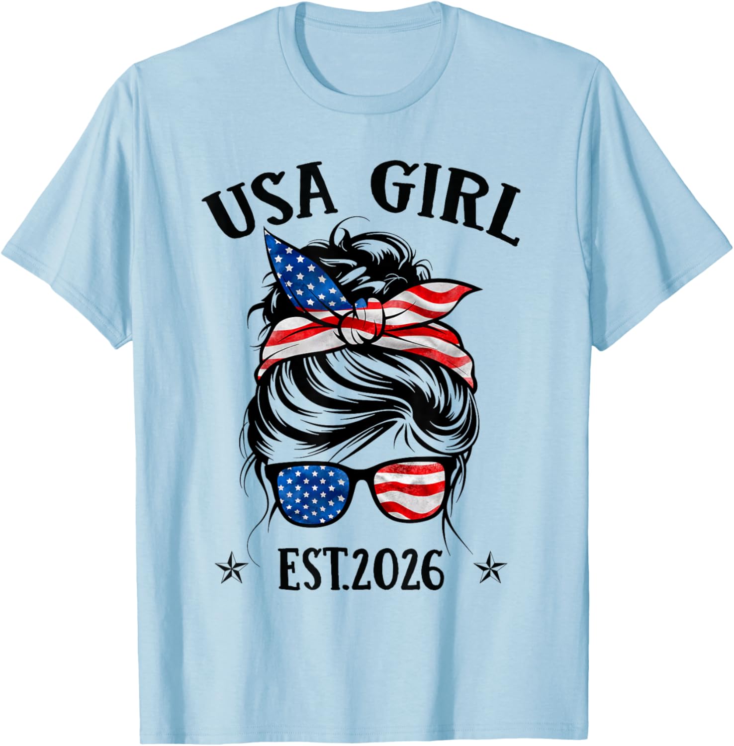US Citizen Est 2026 New Citizenship American USA Girl 2026 T-Shirt - T-Shirt | Light Blue