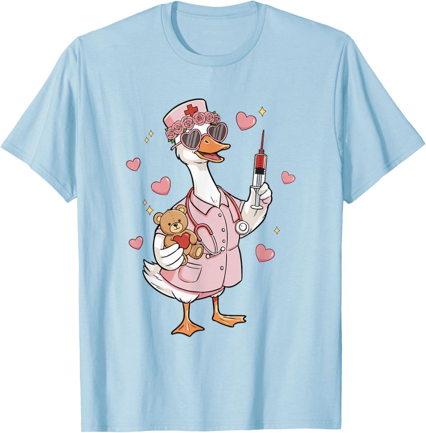 Pediatric Nurse Valentine's Day Funny Silly Goose Peds T-Shirt - T-Shirt | Light Blue