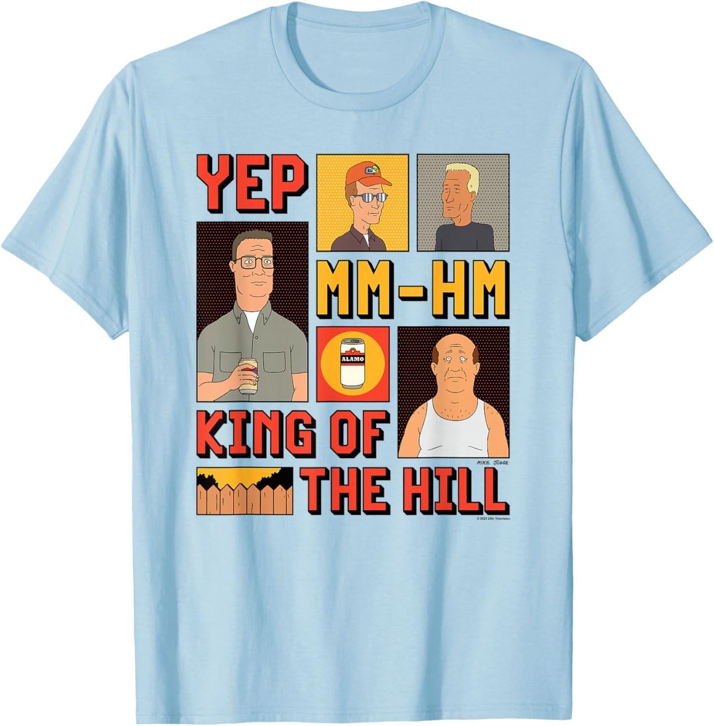 King of The Hill Hank Dale Bill and Boomhauer Panels Poster T-Shirt - T-Shirt | Light Blue