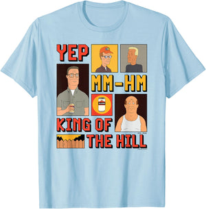 King of The Hill Hank Dale Bill and Boomhauer Panels Poster T-Shirt - T-Shirt | Light Blue