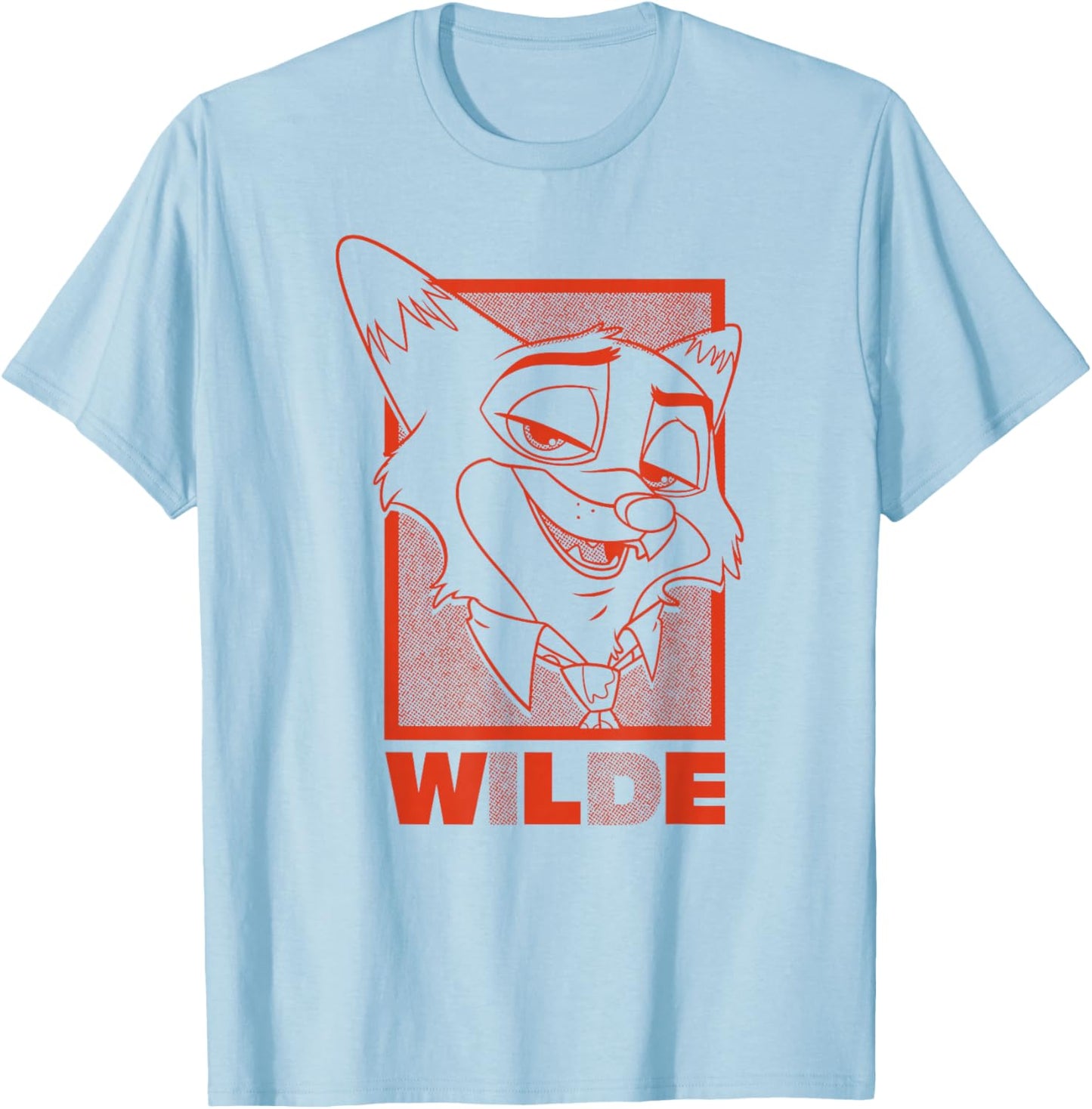 Disney Zootopia 2 Wilde Halftone Big Face Portrait T-Shirt - T-Shirt | Light Blue