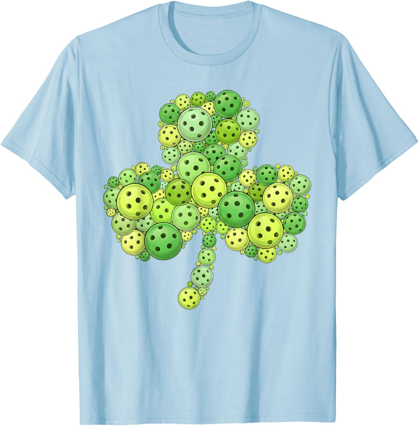 Pickleball Shamrock St Patrick’s Day Lucky Clover Irish T-Shirt - T-Shirt | Light Blue