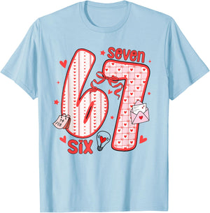 Coquette Six Seven Funny 67 Meme 6 7 Valentine Women Girls T-Shirt - T-Shirt | Light Blue