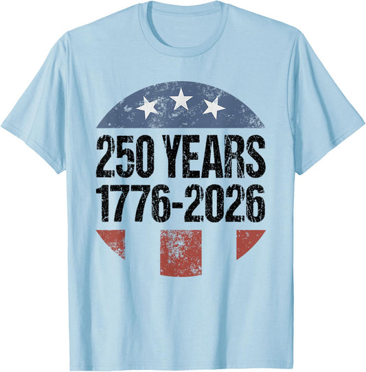 250 Years American 1776-2026 250th Vintage 4th of July T-Shirt - T-Shirt | Light Blue