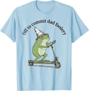 Off to Commit Dad Foolery Funny Frog T-Shirt - T-Shirt | Light Blue