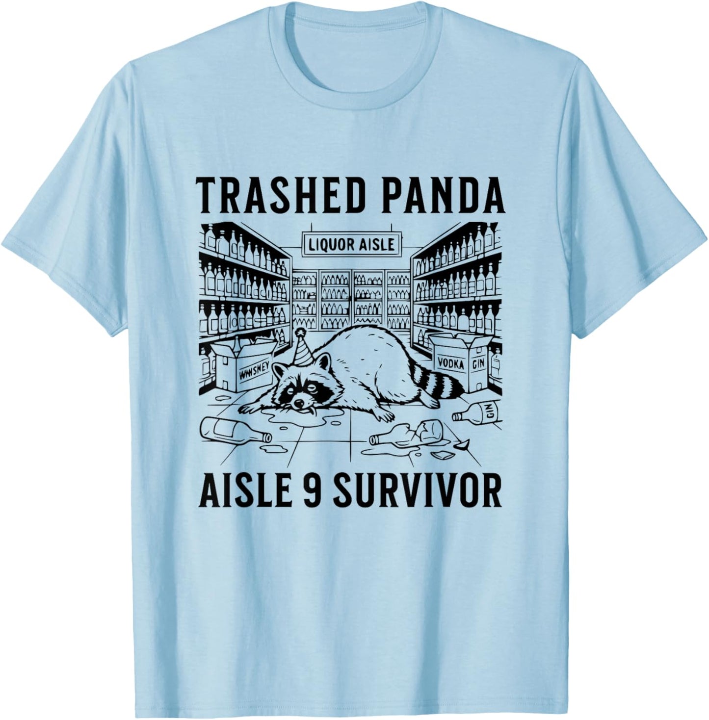 Trashed Panda Liquore Funny Hangover Crazy Drunk Raccoon T-Shirt - T-Shirt | Light Blue