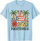 Puerto Rico Flag Floral Frog Boricua Women Hispanic Heritage T-Shirt - T-Shirt | Light Blue