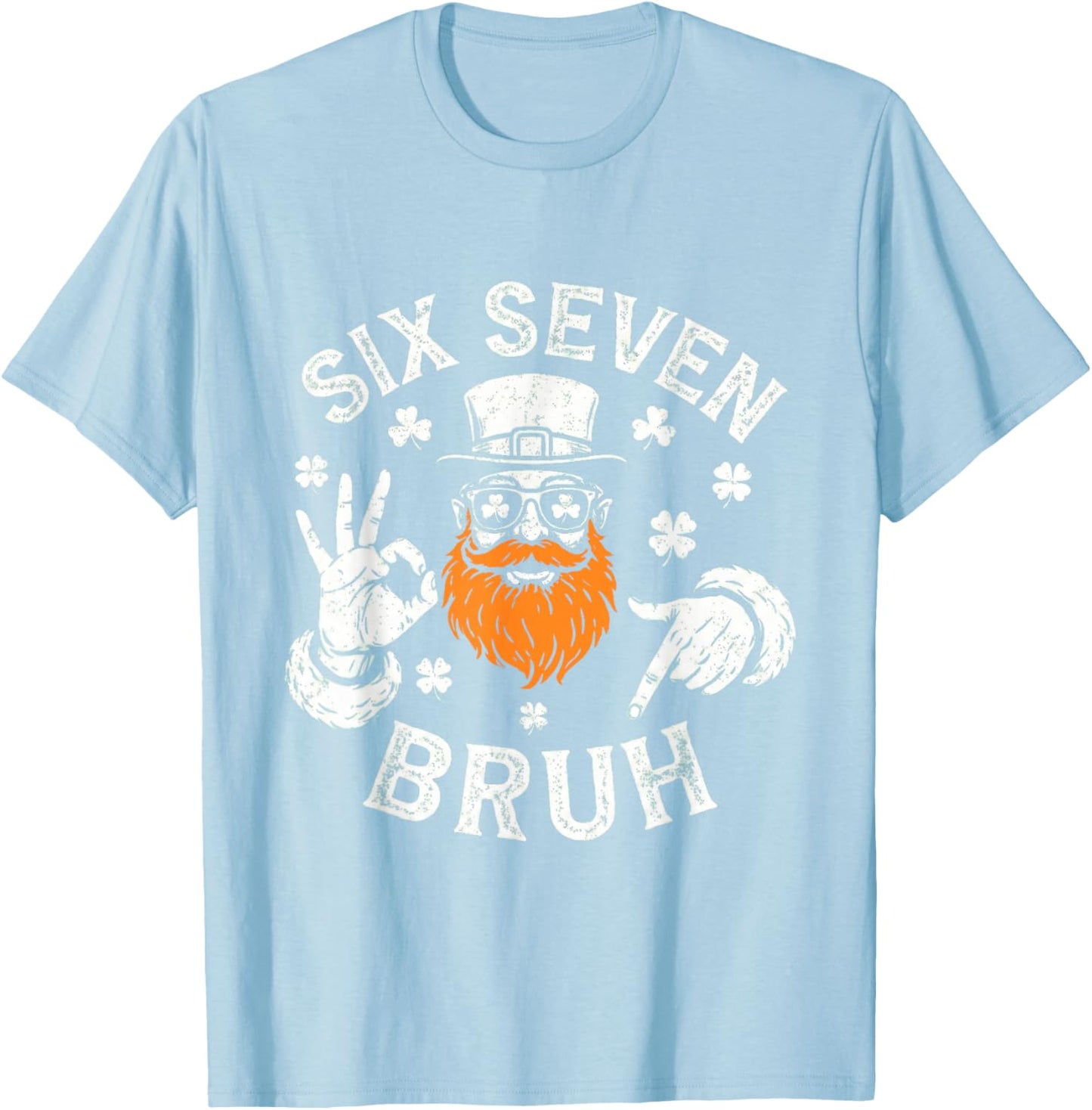 Boys st Patricks Day 67 Leprechaun Hands Six Seven Bruh Kids T-Shirt - T-Shirt | Light Blue