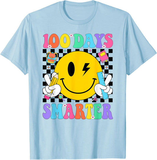 100 Days Smarter Teacher Kids 100th Day of School Girls T-Shirt - T-Shirt | Light Blue