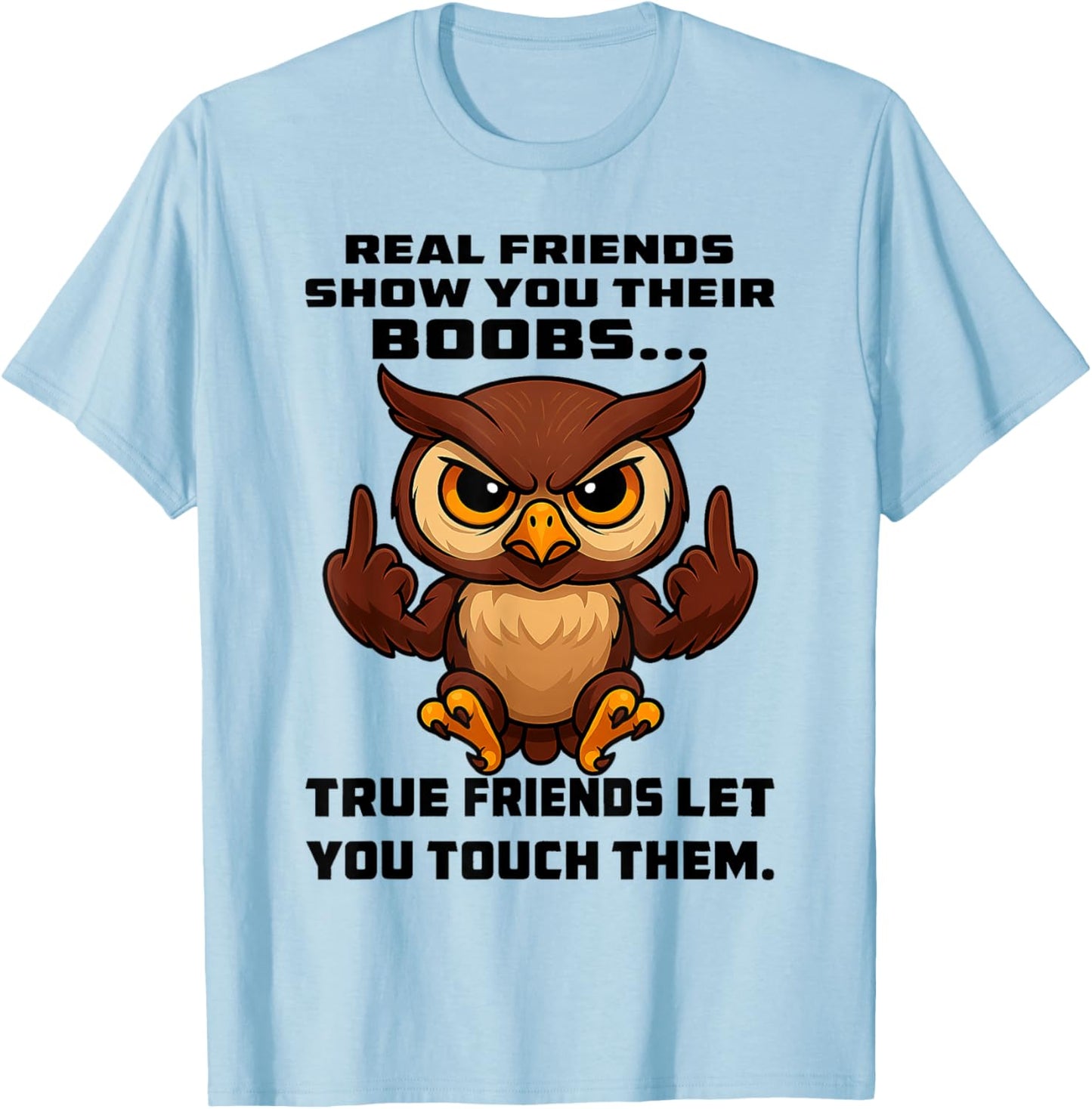 Owl - Real Friends Show You Their Boobs T-Shirt - T-Shirt | Light Blue