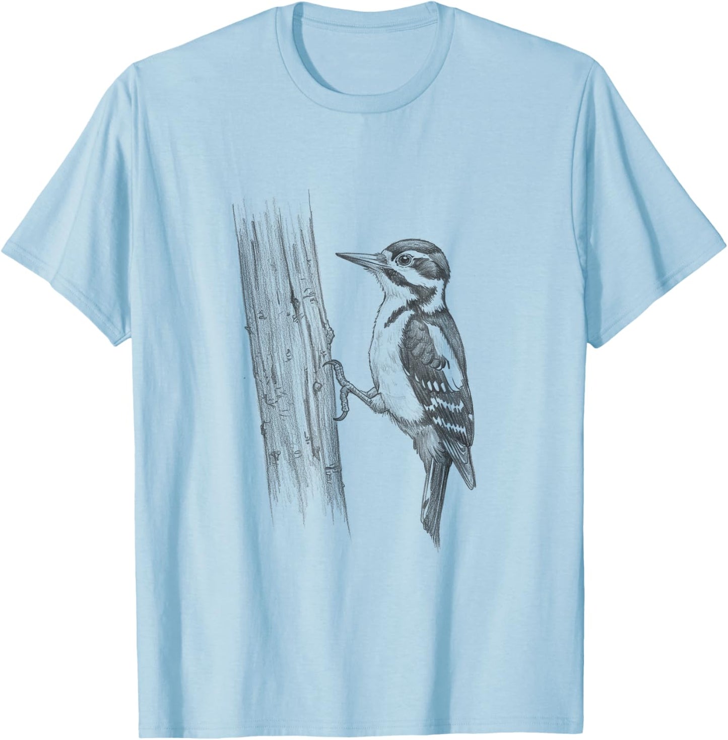 Vintage Woodpecker Drawing Design T-Shirt - T-Shirt | Light Blue