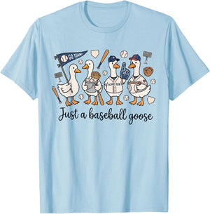 Funny Game Day Just A Baseball Goose Cute Duck Team Sports T-Shirt - T-Shirt | Light Blue