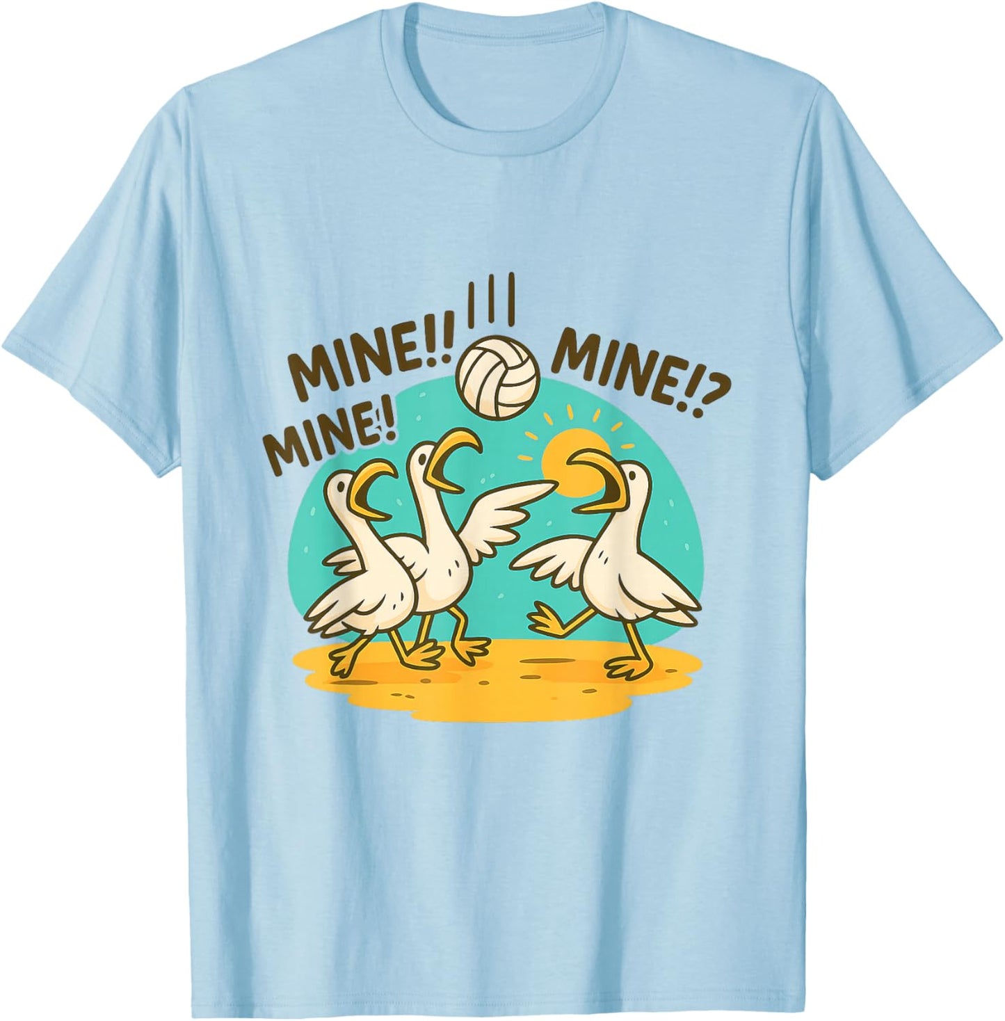Funny Bird Playing Volleyball T-Shirt - T-Shirt | Light Blue