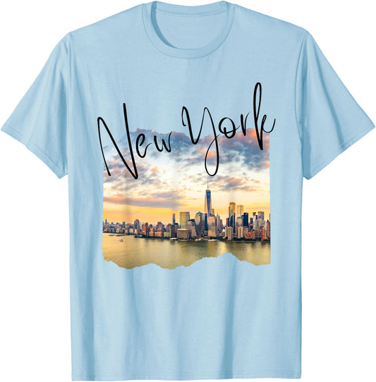 New York Skyline Tourist Souvenir Family Men Women Boys Girl T-Shirt - T-Shirt | Light Blue