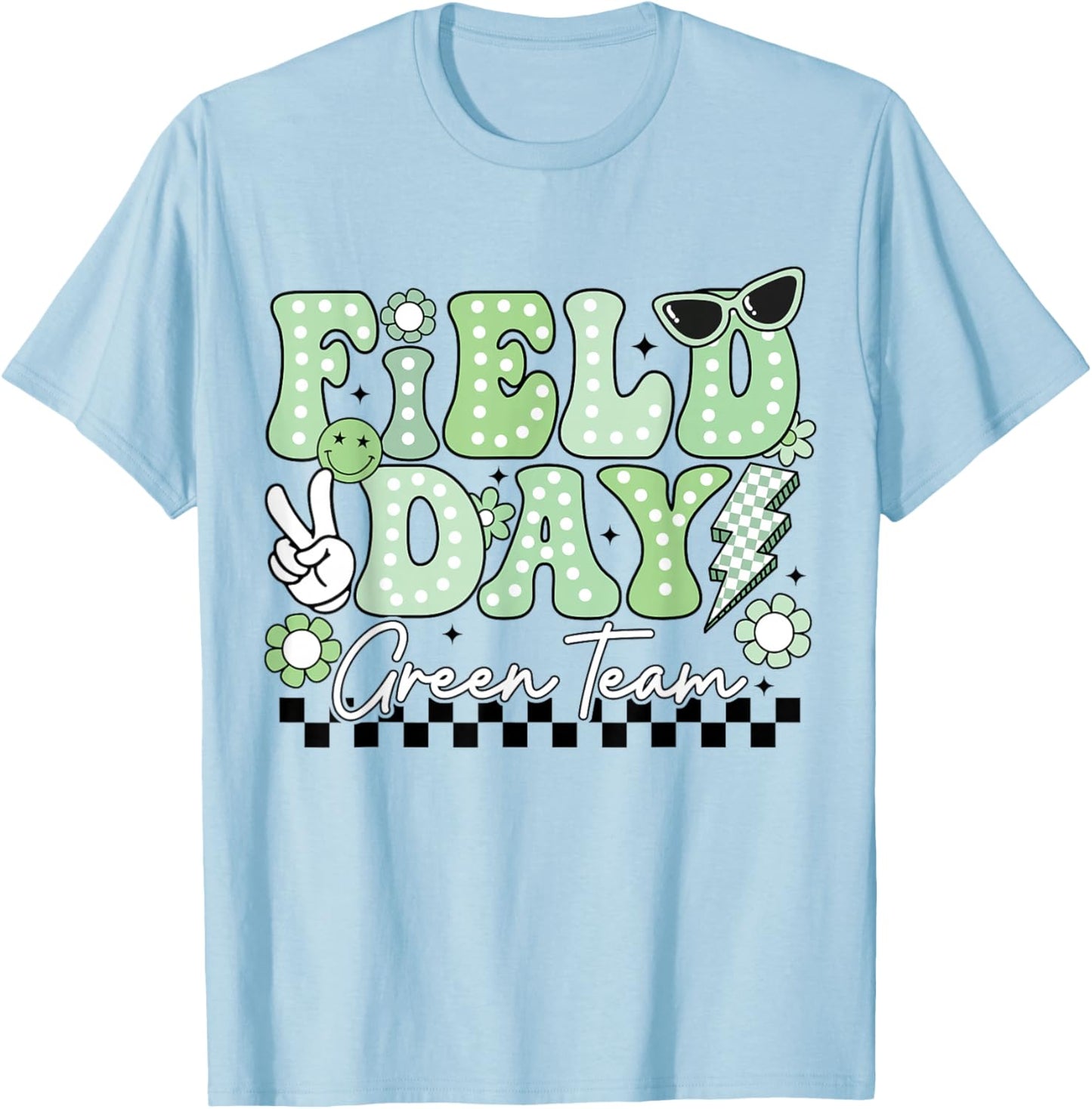 Field Day Green Team Funny for Teacher Kids Field Day Games T-Shirt - T-Shirt | Light Blue