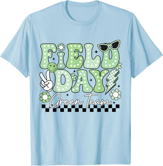 Field Day Green Team Funny for Teacher Kids Field Day Games T-Shirt - T-Shirt | Light Blue