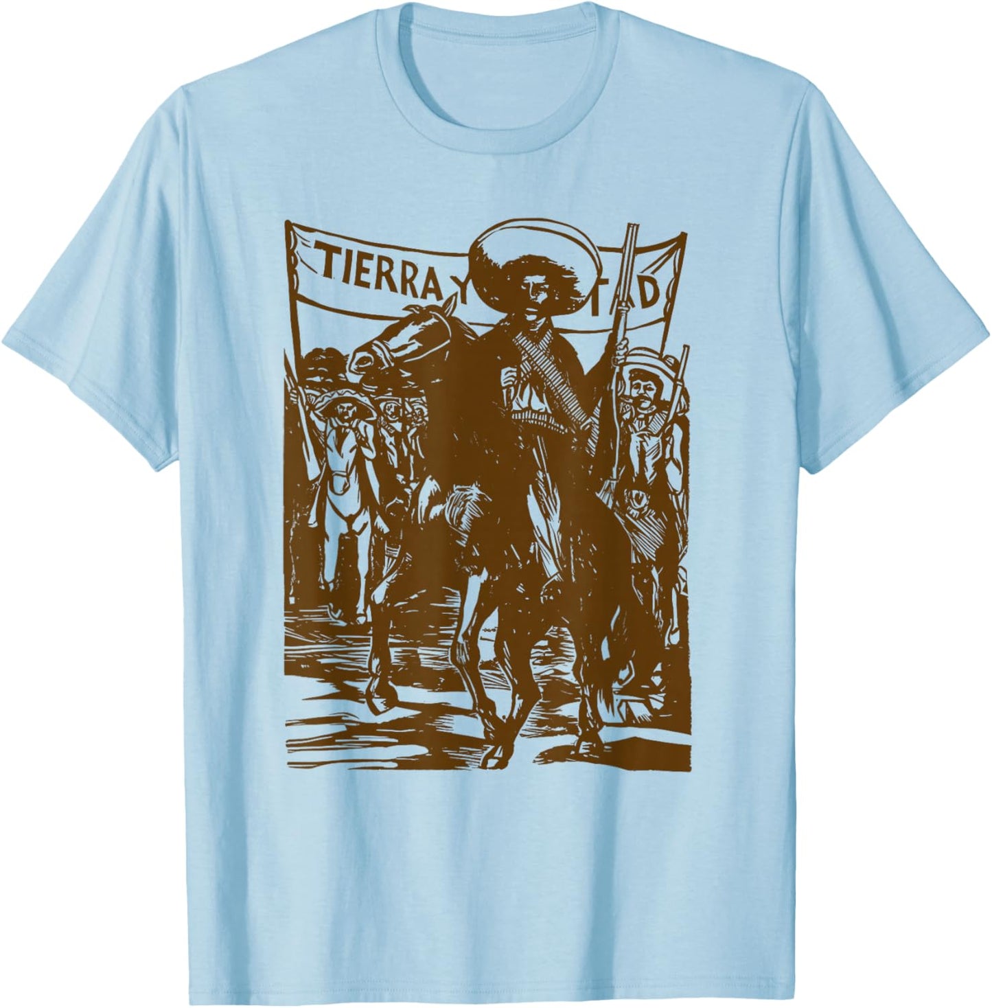 Emiliano Zapata Mexican Revolutionary Tierra Y Libertad T-Shirt - T-Shirt | Light Blue