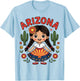 Cute Arizona Girl in State Flag Dress and Cactus for Kids T-Shirt - T-Shirt | Light Blue