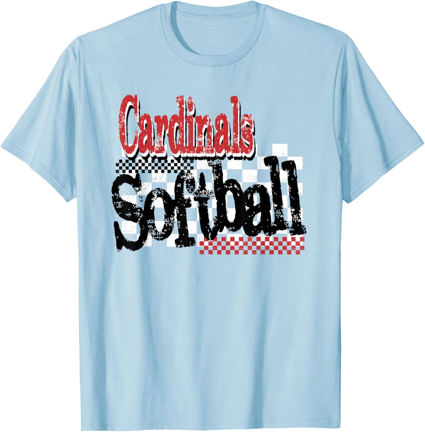 Cardinals School Spirit Game Day Softball Mom T-Shirt - T-Shirt | Light Blue