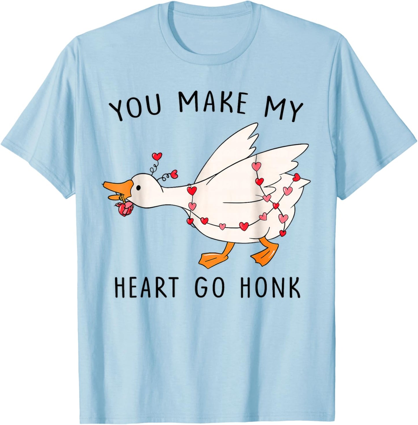 You Make My Heart Go Honk Sublimation - Valentine Goose T-Shirt - T-Shirt | Light Blue