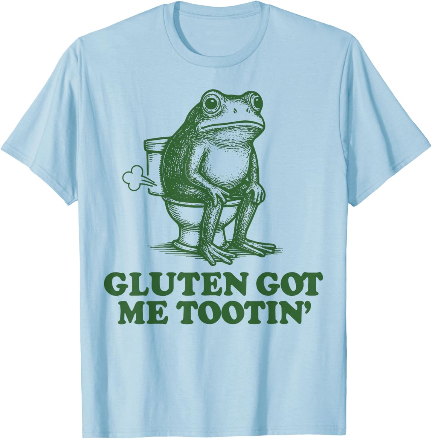 Gluten Got Me Tootin Frog T-Shirt - T-Shirt | Light Blue