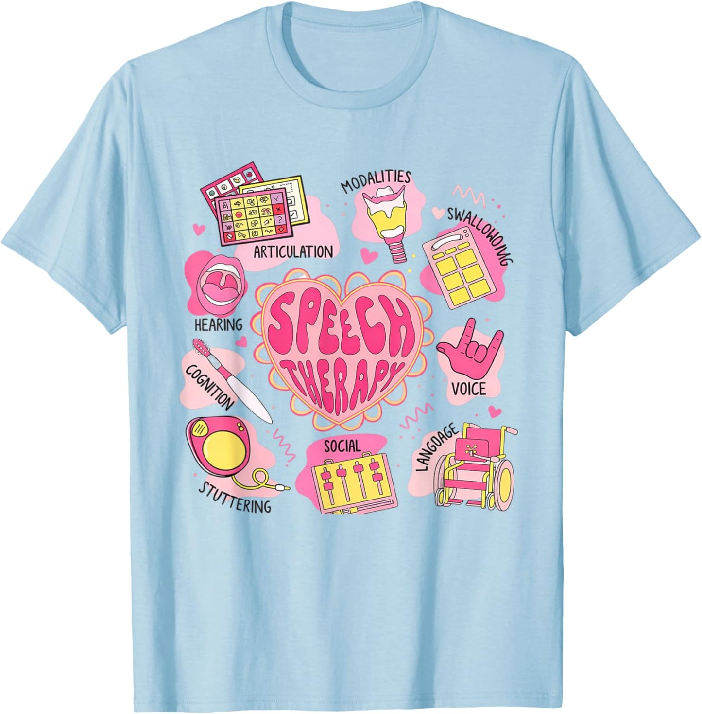 Speech Therapy Valentines Shirt SLP Articulation Language T-Shirt - T-Shirt | Light Blue