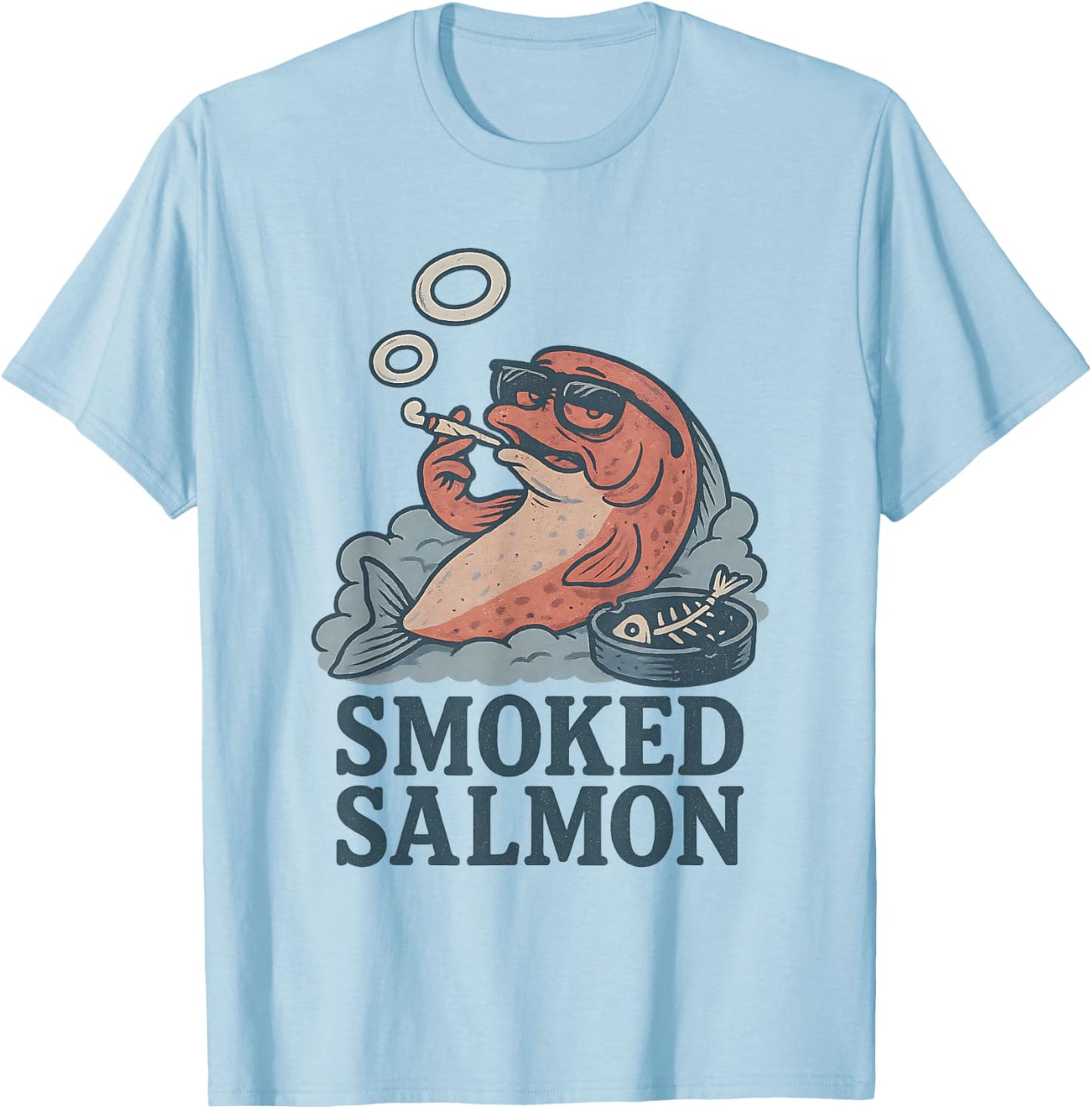 Smoked Salmon Funny 420 Stoner Fish Weed Pun Retro Cannabis T-Shirt - T-Shirt | Light Blue