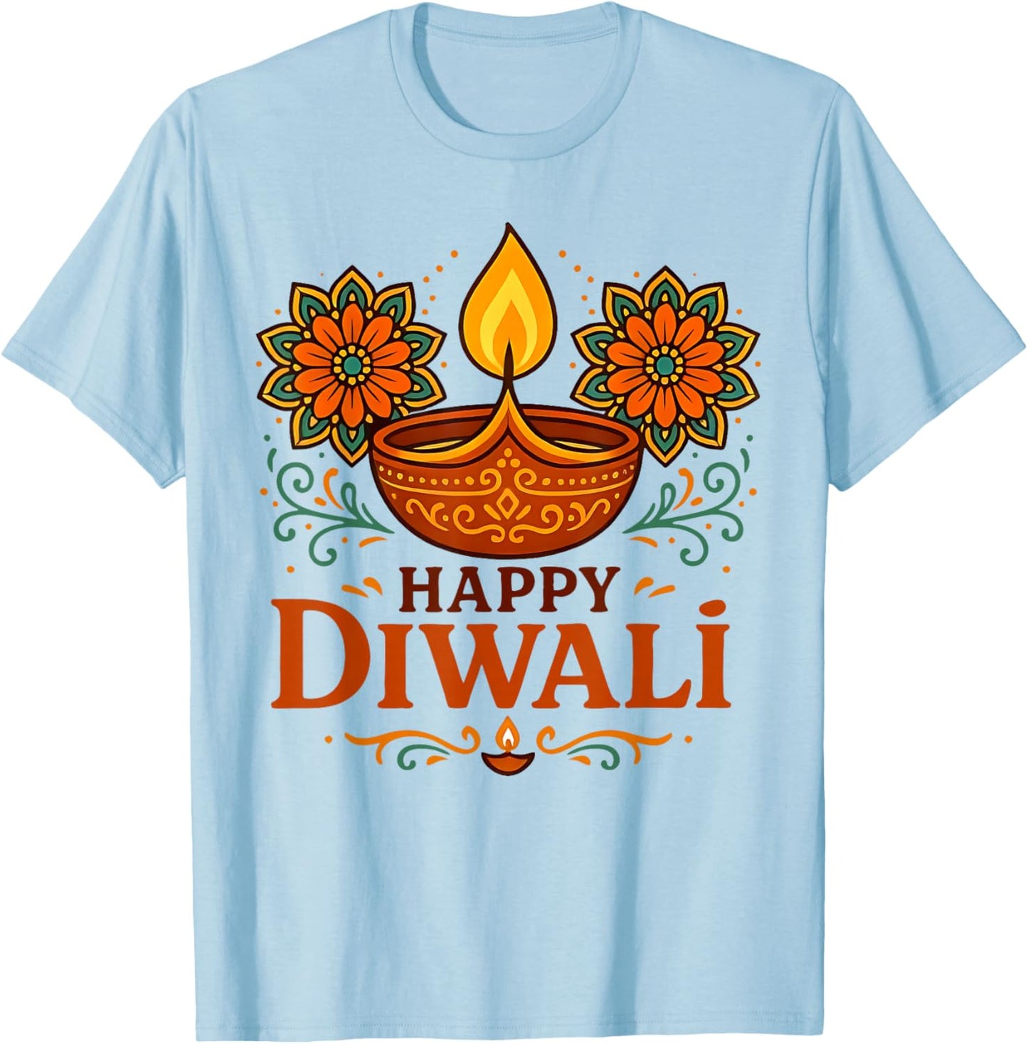 Happy Diwali Festival of Lights Indian Adults Kids Toddlers T-Shirt - T-Shirt | Light Blue