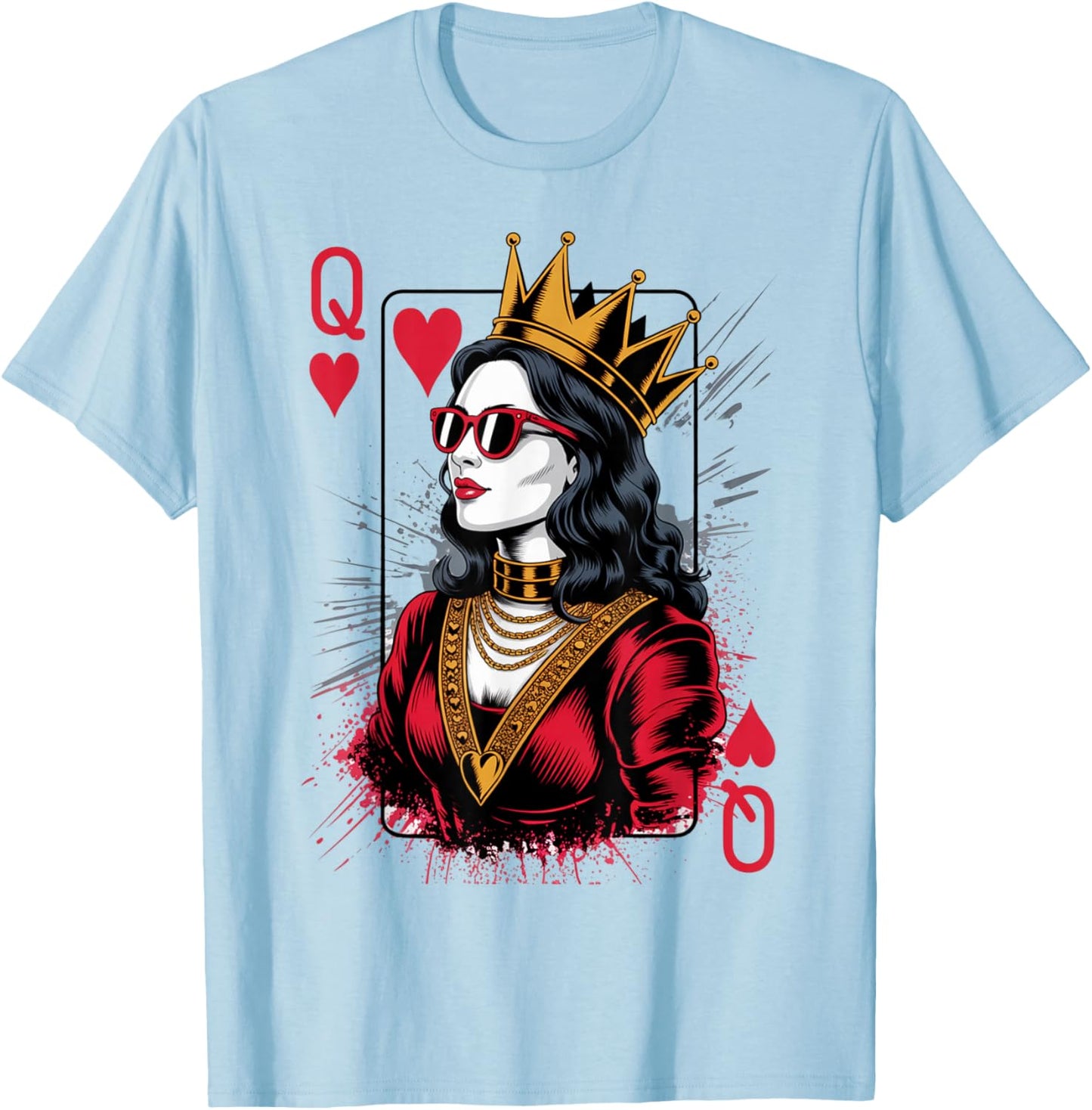 Queen of Hearts Vintage Card Girl Women Funny Valentines T-Shirt - T-Shirt | Light Blue
