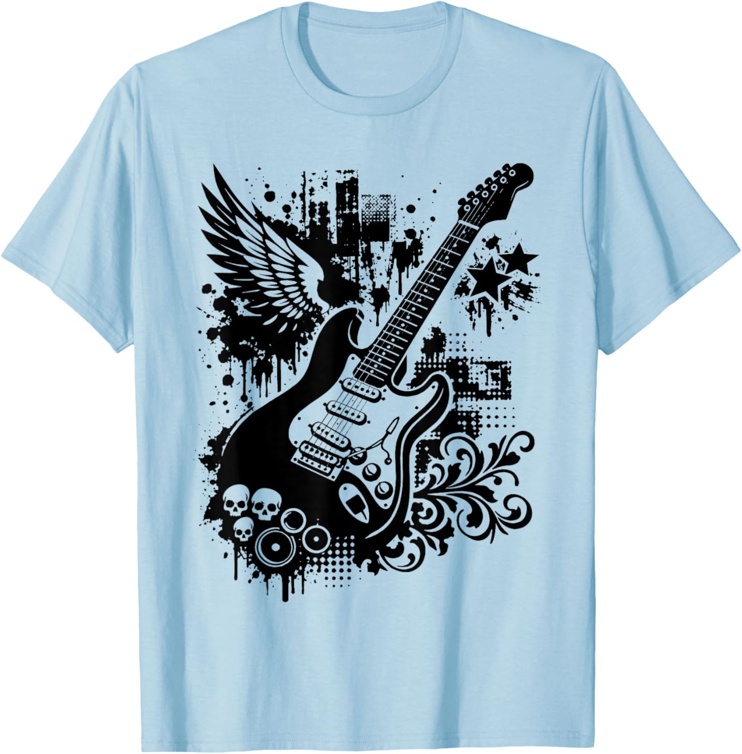 Frutiger Metro - Y2K Electric Guitar T-Shirt - T-Shirt | Light Blue