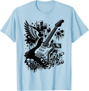 Frutiger Metro - Y2K Electric Guitar T-Shirt - T-Shirt | Light Blue