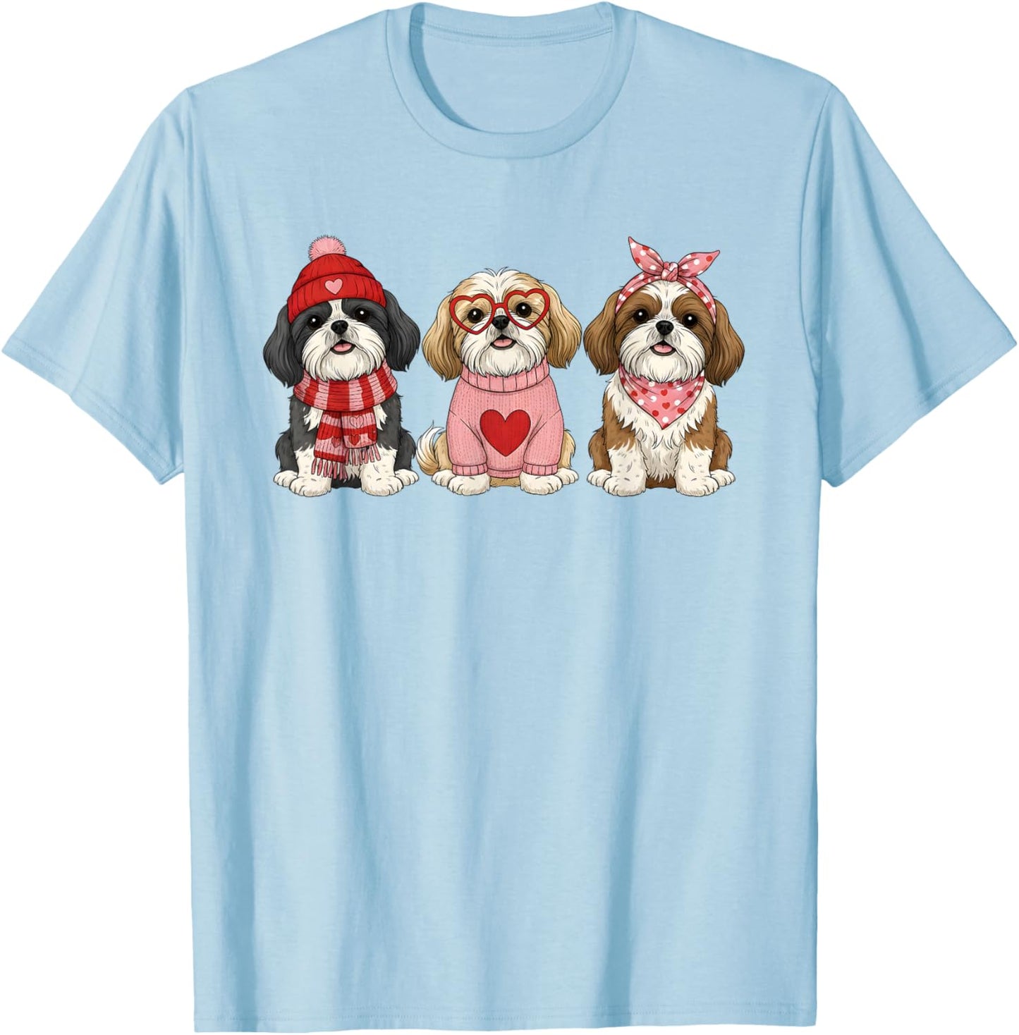 Cute Shih Tzu Valentine Dog T-Shirt - T-Shirt | Light Blue