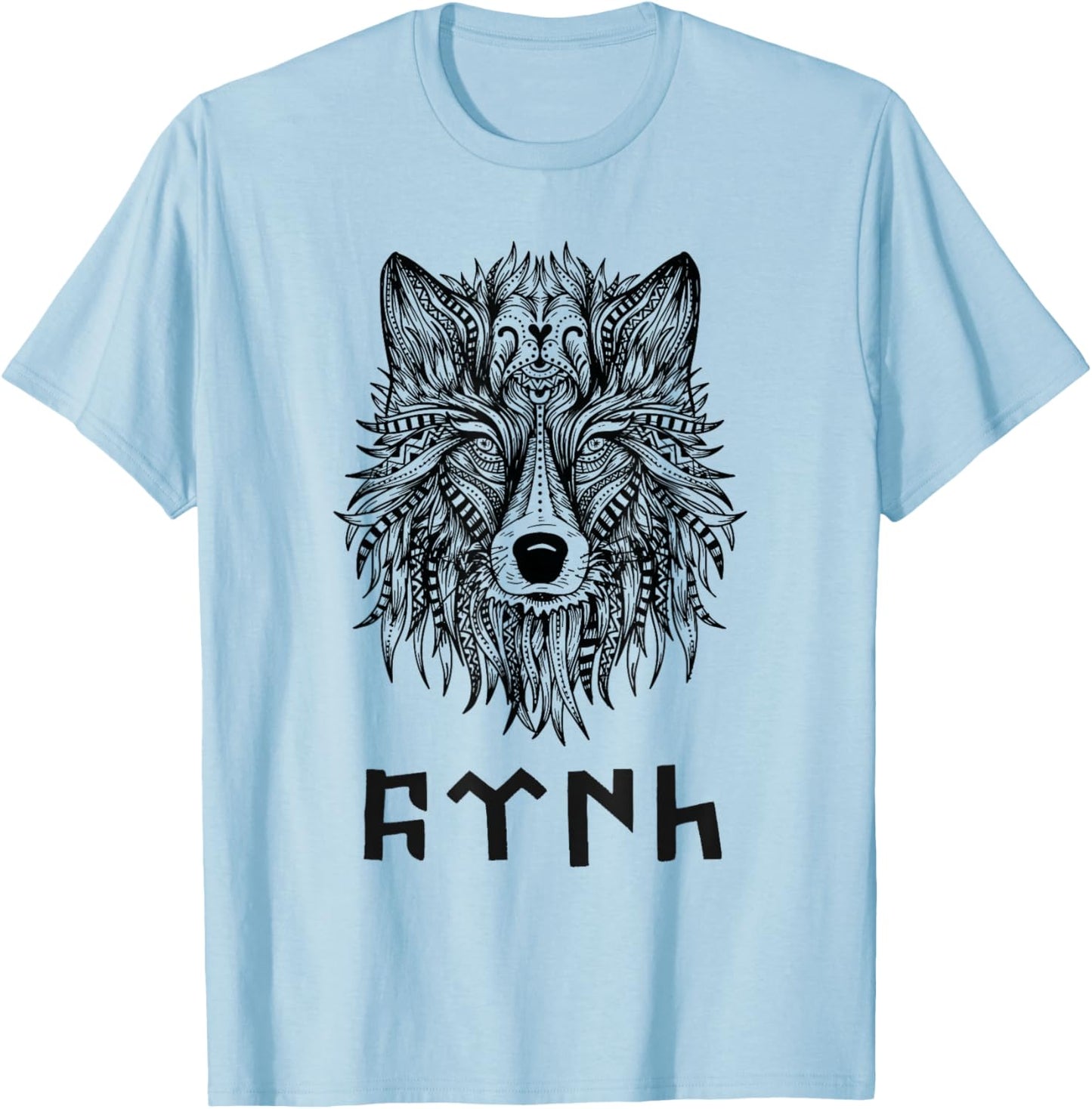 Türk Quote with Göktürk Letters & Köktürk Bozkurt Head T-Shirt - T-Shirt | Light Blue